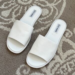 Steve Madden White Leather Slide Sandals